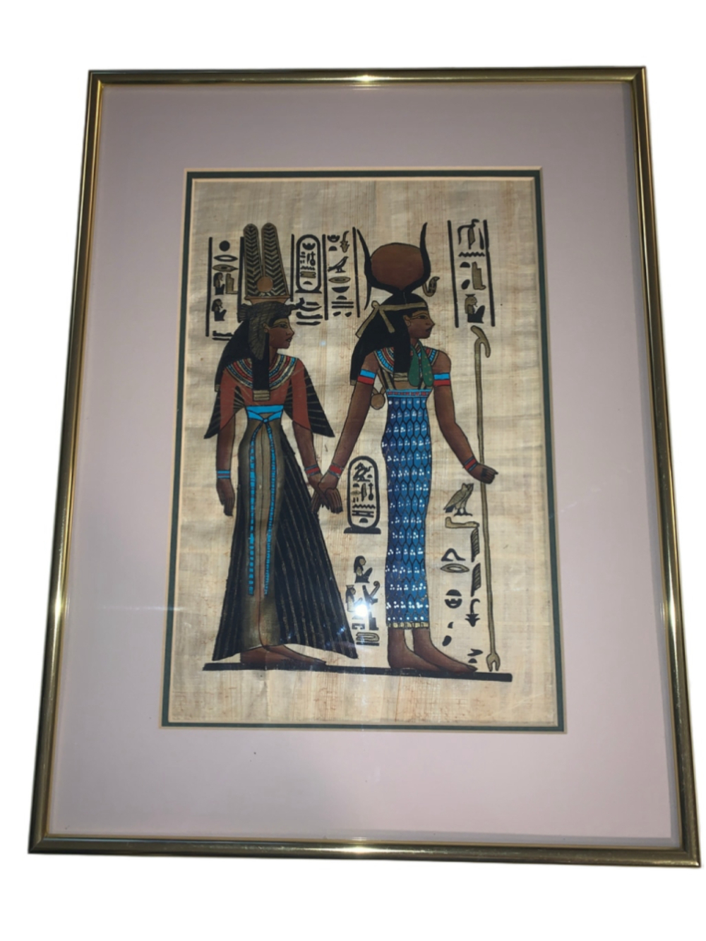 Unbranded Egyptian Papyrus Art Print One Size Beige Gold